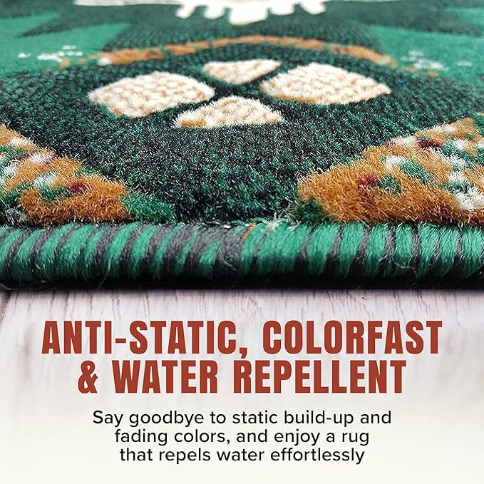 YHSF South West Native American Area Rug C318 - Easy Clean, Thick, Soft, Durable Native Tribal American Indian Inspired Rug for Bedroom/Living Room and More - Hunter Green, 5 ft 11 in x 8 ft 6 in