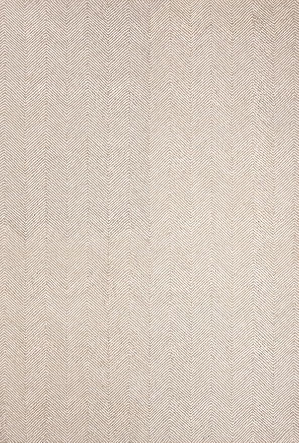 Modern Herringbone Chevron Collection Handcrafted Wool Area Rug - Durable, Zigzag Pattern, for High Traffic, Contemporary Design for Living Room, Bedroom, Dining Room Decor (Sand Beige, 5' x 7')