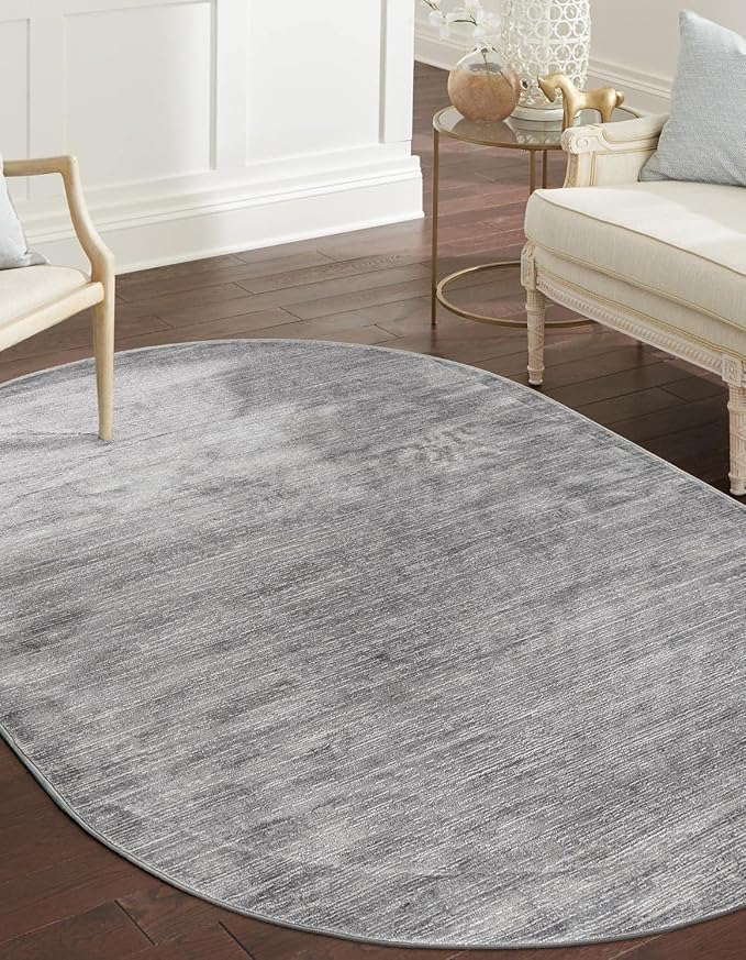 Unique Loom Finsbury Collection Area Rug - Kate (7' 10" x 10' Oval, Gray/ Ivory)