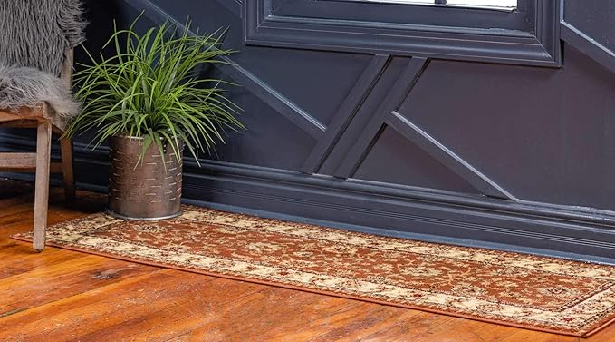 Unique Loom Voyage Collection Traditional Oriental Classic Intricate Design Area Rug (2' 7 x 10' 0 Runner, Terracotta/Ivory)