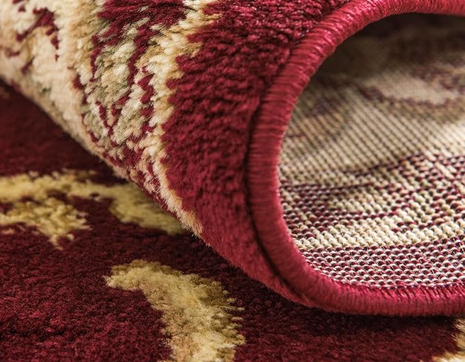Unique Loom Versailles Collection Traditional Classic Medallion Floral Motif Area Rug (10' 0 x 13' 0 Rectangular, Burgundy/ Ivory)
