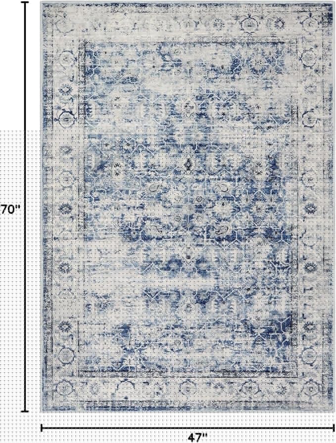 Lahome Washable Rugs 5x7 Area Rugs,Blue Rug for Bedroom Soft Rug for Bedroom Aesthetic Boys,Retro Distressed Non Slip Throw Carpet Dining Room Rugs for Under Table