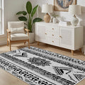 Area Rugs Moroccan for Living Room 3x4, Washable Non-Slip Boho Rug, Neutral Farmhouse Soft Carpet for Bedroom, Kitchen, Dining Room, Entryway, Geometric Print Tribal Carpets, Black and White