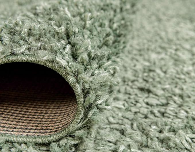 Unique Loom Davos Shag Collection Area Rug - Solid (6' 1" Round, Sage)