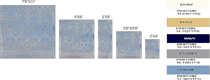 Furnish my Place Trellis Pattern Rug - 5 ft. x 8 ft, Light Blue, Bohemian Rug with Transitional Design