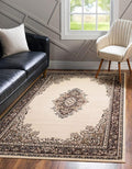 Unique Loom Reza Collection Traditional Persian Style Area Rug, 9 ft 10 in x 13 ft, Ivory/Brown