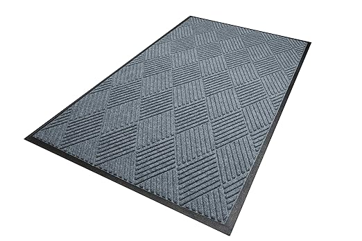 WaterHog Diamond | Commercial-Grade Entrance Mat with Rubber Border – Indoor/Outdoor, Quick Drying, Stain Resistant Door Mat (Bluestone, 3' x 10')