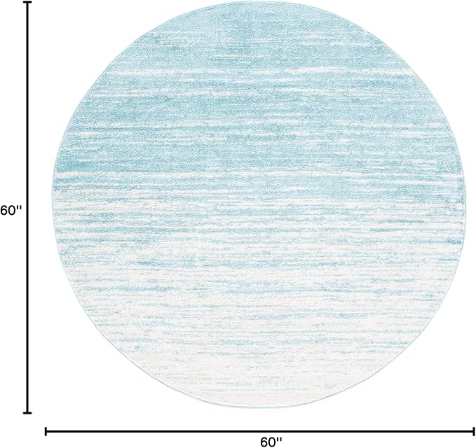 SAFAVIEH Adirondack Collection Area Rug - 5' Round, Aqua & Ivory, Modern Ombre Design, Non Shedding & Easy to Clean, Ideal for Living Room, Bedroom, Office, Dining Space (ADR113J)