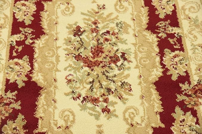 Unique Loom Versailles Collection Traditional Classic Floral Motif Area Rug (2' 7 x 10' 0 Runner, Burgundy/ Ivory)