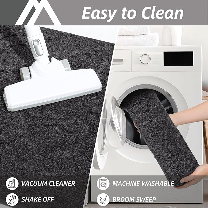 COSY HOMEER Door Mat 24”x36”,Absorbent Dirt Trapper Entryway Rugs,Non-Slip Welcome Mat,Washable Entry Rugs,Low Pile Doormat for Front Back Door,Wet Shoes & Paws,Dark Grey