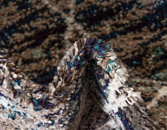 Unique Loom Trellis Frieze Collection Area Rug - Geometric (6' Round, Blue Multi/ Ivory)
