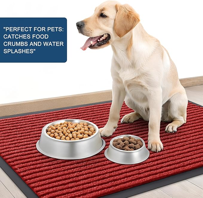OLANLY Front Door Mat Indoor Outdoor Entrance, Waterproof Heavy Duty Doormat, Fade Resistant, Low Profile, Easy Clean Patio Porch Welcome Floor Mats for Entry, 71x30, Red