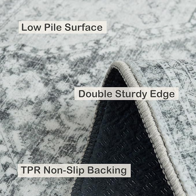 2x6 Area Rug,Boho Vintage Oriental Washable Rugs,Collapsible Area Rug for Bedroom, Entryway, Kitchen, Bathroom