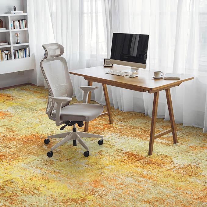 Washable Area Rugs for Living Room 9x12 - Large Neutral Modern Abstract Rug, Soft Low Pile Carpet with Non Slip Backing for Under Dining Room Table, Bedroom, Home, Office, Dorm - Yellow Brick