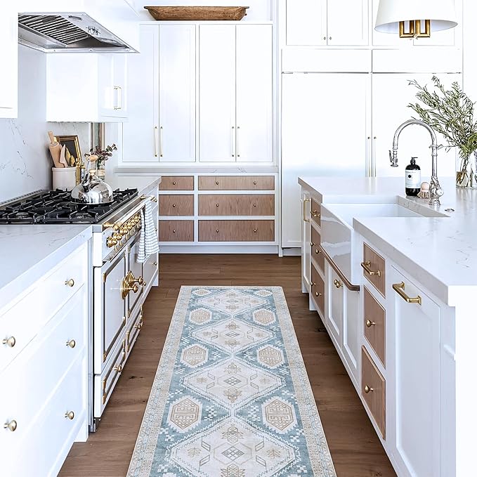 Washable Area Rug. Modern Farmhouse. Vintage. Turkish. Bohemian. Distressed. Oriental. Traditional. Rugs for Living Room. Dining. Bedroom. Office. Entryway. Foyer. (852CB, 2'5" x 6'5")