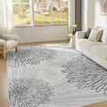 WITSHOCK 12x15 Washable Rug for Living Room,Modern Floral Distress Print Pattern Area Rugs,Stain Resistant with Non Slip Backing Carpet for Dining Room,Bedroom & Home Decor,Grey White