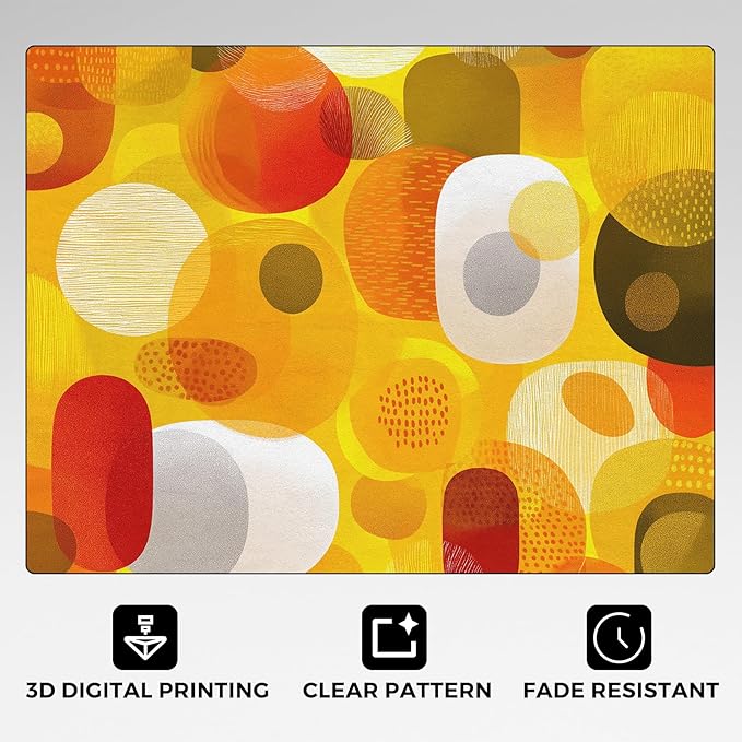 Abstract Geometry Rugs for Home Decor, 3x5 ft, Mid Century Modern Area Rugs for Living Room, Soft Non Slip Washable 70s 80s Geometric Carpet Bedroom Decorations Dt-Ghf-19