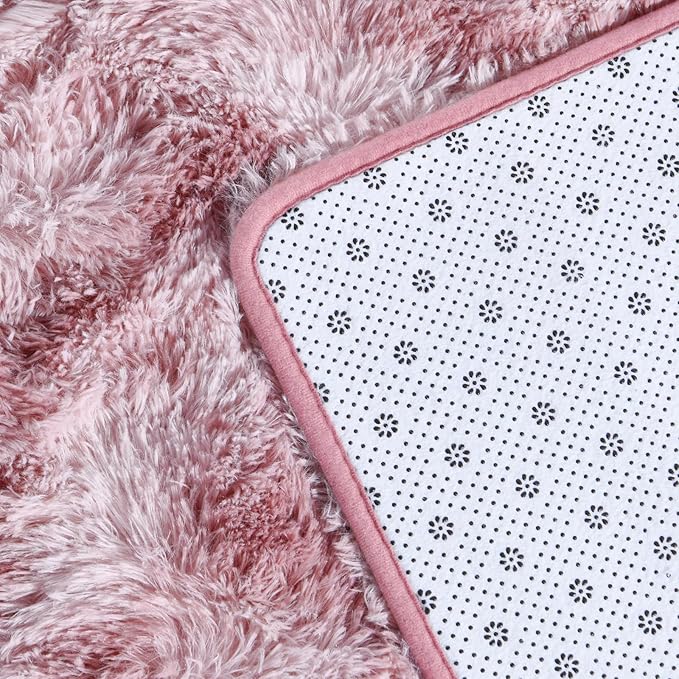 Large Shag Area Rugs 6 x 9, Tie-Dyed Plush Fuzzy Rugs for Living Room, Ultra Soft Fluffy Furry Rug for Bedroom, Indoor Carpet Nursery Rugs for Kids Room Home Decor, Pink Purple
