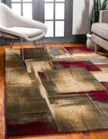 Unique Loom Barista Collection Area Rug - Timor (5' 1" x 8' Rectangle, Multi/ Red)