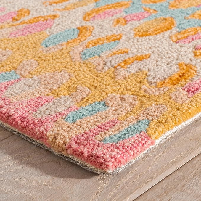 Dash and Albert Paint Chip Wool Area Rug - 6' x 9' Confetti Graphic Hand Micro Hooked Accent Rug - Durable, High Traffic Areas Hallway, Living Room, Stairs