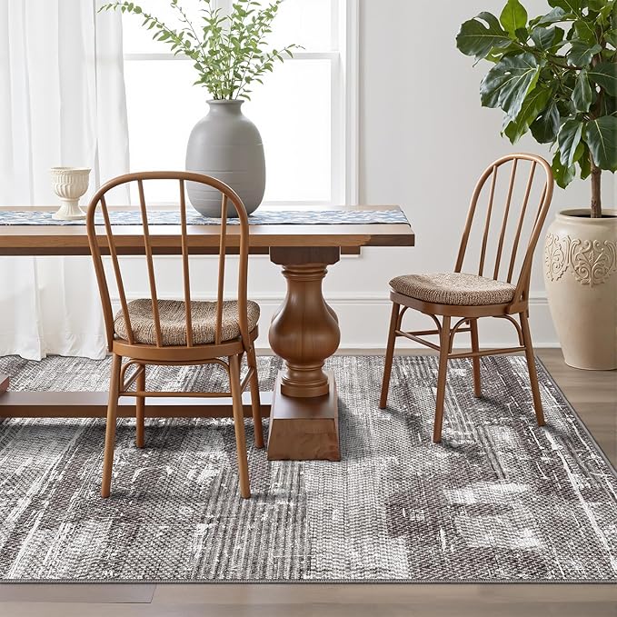 LUMI Washable Area Rug 5x8 for Living Room, Ultra Soft Stain Resistant Carpet with Non Slip Rubber Backing, Non-Shedding Low Pile Rugs for Bedroom, Dining Room, Indoor, Office