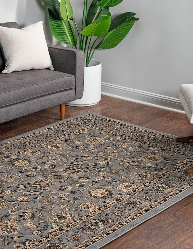 Rugs.com Yasmin Collection Rug – 8' x 10' Gray Medium Rug Perfect for Living Rooms, Large Dining Rooms, Open Floorplans