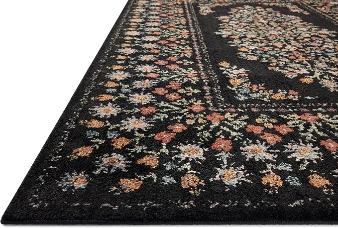 Loloi Rifle Paper Co. Laurel Collection LAU-02 Black 2'-8" x 4' Accent Rug