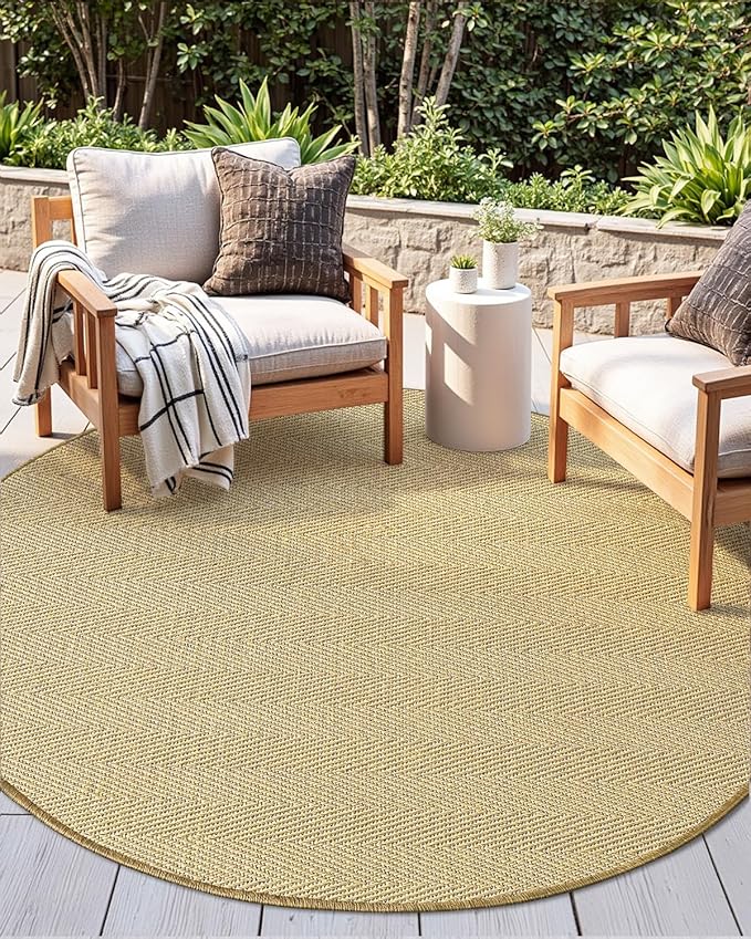 DEXI Round Sisal Rug Natural Fiber 5x5, Braided Woven Area Rugs No Shed, Soft Neutral Rustic Carpet Mat for Indoor Outdoor Patio Dining Living Room Bedroom Farmhouse, 5ft, Natural