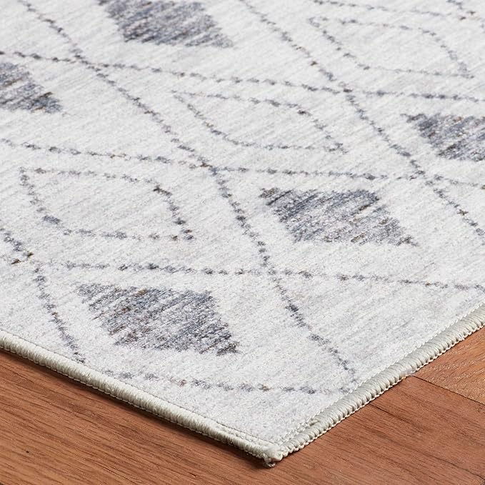Dash & Albert Chandler Ivory Machine Washable Rug, Runner-2.5 X 8 Feet, Ivory Geometric Pattern