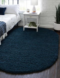 Unique Loom Solid Shag Collection Area Rug (5' 1" x 8' Oval, Sapphire Blue/ Navy Blue)