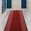 Custom Made Runner Rug for Kitchen Foyer Hallway Entry Choose Your Length 31 Inch Wide Geometric Checkered Design Red Color (34 feet x 31 Inch)