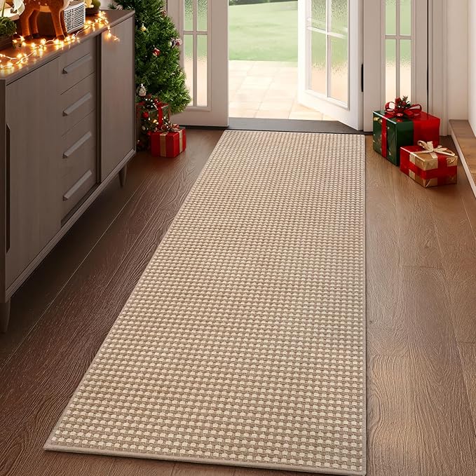 Boho 2x5 ft Hallway Runners Rug Woven Washable Long Kitchen Runner Mat Rugs Non Slip, Soft Entryway Laundry Hall Runner Floor Carpet for Indoor Backdoor Bedroom Kitchen Living Room, Brown