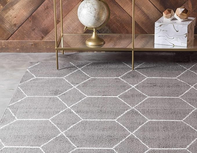 Unique Loom Trellis Frieze Collection Area Rug - Geometric (3' 3" x 5' 3", Dark Gray/ Ivory)