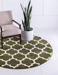 Rugs.com Lattice Collection Rug – 8 Ft Round Dark Green Medium Rug Perfect for Kitchens, Dining Rooms