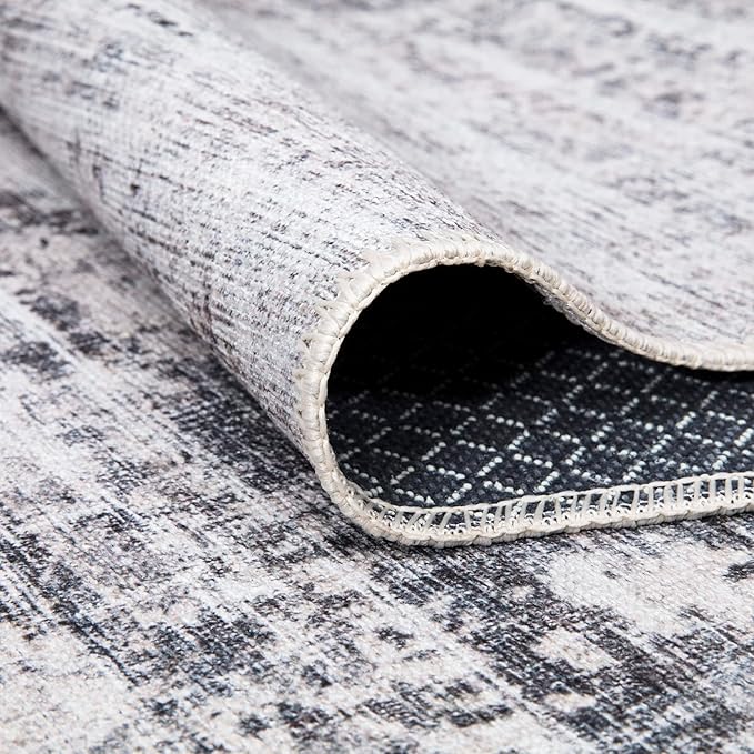 Bloom Rugs Washable Non-Slip 3' x 5' Rug - Gray/Charcoal/Blue Modern Abstract Area Rug for Living Room, Bedroom, Dining Room, and Kitchen - Exact Size: 3' x 5'