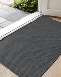 Color&Geometry Ultra-Thin Indoor Door Mat, 27"x59" Low-Profile Non-Slip Entryway Rug with Modern Geometric Texture, Washable Doormat for Entrance, Front Doors, Grey (Rolled-up NO Creases)