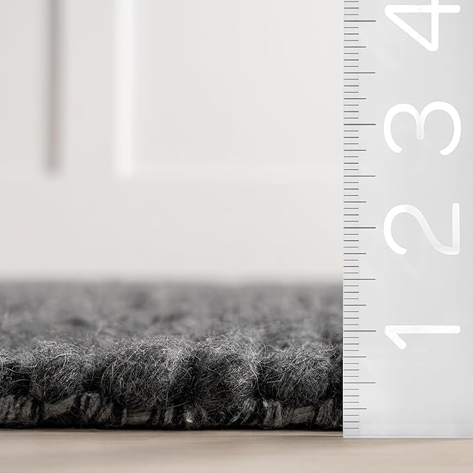 Nuloom Penelope Charcoal, 7'6" x 9'6", Hand-Braided, Wool & Cotton, Soft and Textured, High Traffic, Stain Resistant, Easy Clean, Durable Area Rug for Bedroom, Living Room, Dining, Foyer, Entryway
