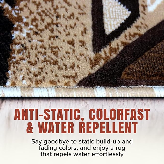 YHSF South West Native American Area Rug C318 - Easy Clean, Thick, Soft, Durable Native Tribal American Indian Inspired Rug for Bedroom/Living Room and More - Ivory, 2 Feet x 7 Feet