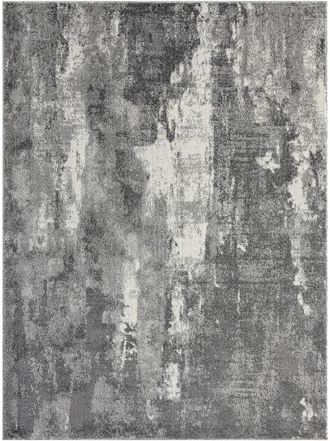 LUXE WEAVERS Euston Collection 7681 Dark Grey 8x10 Modern Abstract Area Rug