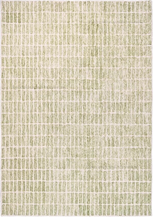 Hand-Tufted 100% Wool Area Rug – Unique Modern Geometric Grid Pattern, Soft Plush Textured Carpet for Living Room, Bedroom, Dining Room & Entryway (Light Green, 7' Round)