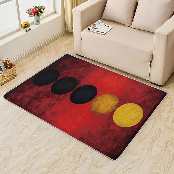 Geometric Rug, 3x4 Rug, Red Gradient Rugs for Entryway, Modern Small Area Rug, Washable Rug Non Slip Soft Indoor Carpet, Kids and Pets Friendly, Geometric Home & Room Decor