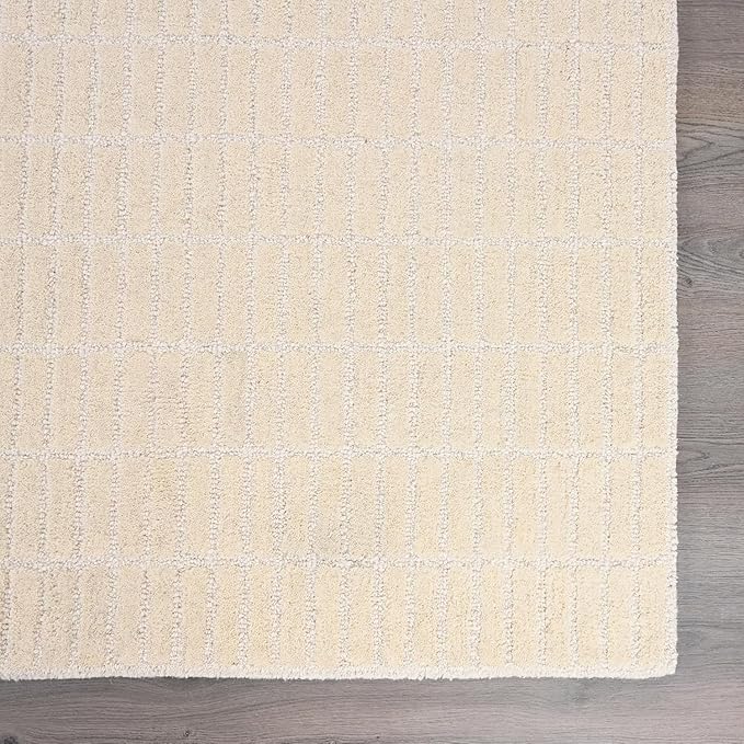 Hand-Tufted 100% Wool Area Rug – Unique Modern Geometric Grid Pattern, Soft Plush Textured Carpet for Living Room, Bedroom, Dining Room & Entryway (Beige, 5' x 8')