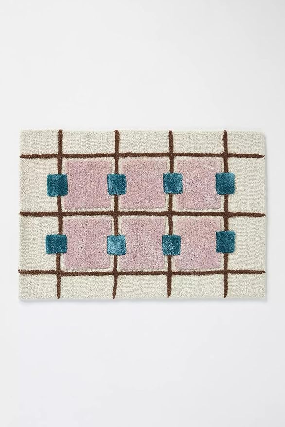 Greer Wool Area Rug - Chic Hand-Tufted Mauve, Blue, and Beige Design for Stylish Home Decor (3x5 Ft)