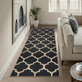 Lahome Moroccan Easy Jute Runner Rug 2x6, Black Washable Runner Rugs for Outdoor Porch Kitchen, Geometric Trellis Woven Long Carpet for Laundry, Thin Non Slip Farmhouse Porch Decor