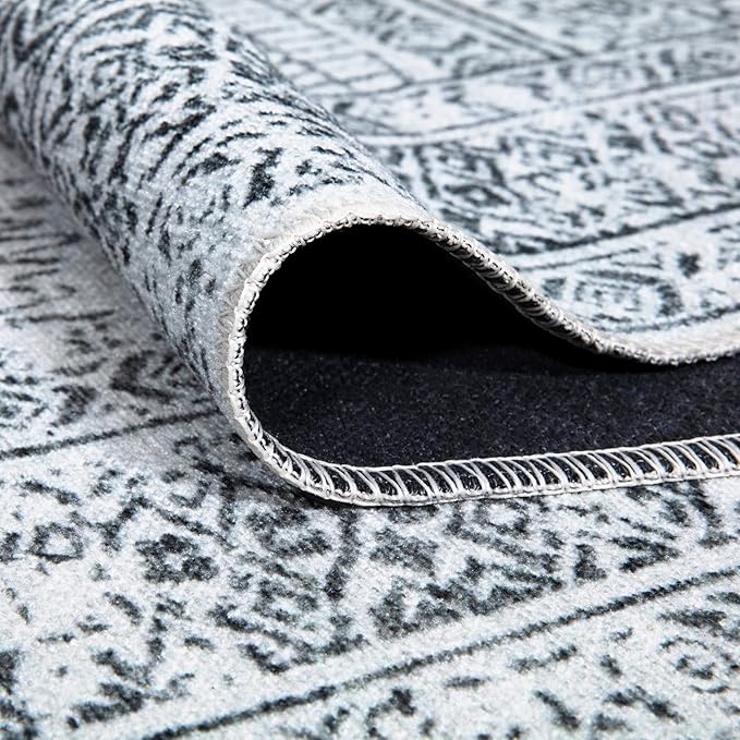 Bloom Rugs Caria Washable Non-Slip 5x7 Rug - Ivory/Black Geometric Area Rug for Living Room, Bedroom, Dining Room, and Kitchen - Exact Size: 5' x 7'