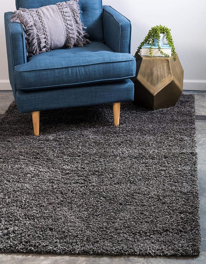 Unique Loom Solid Shag Collection Area Rug (2' x 3' 1" Rectangle, Graphite Gray)