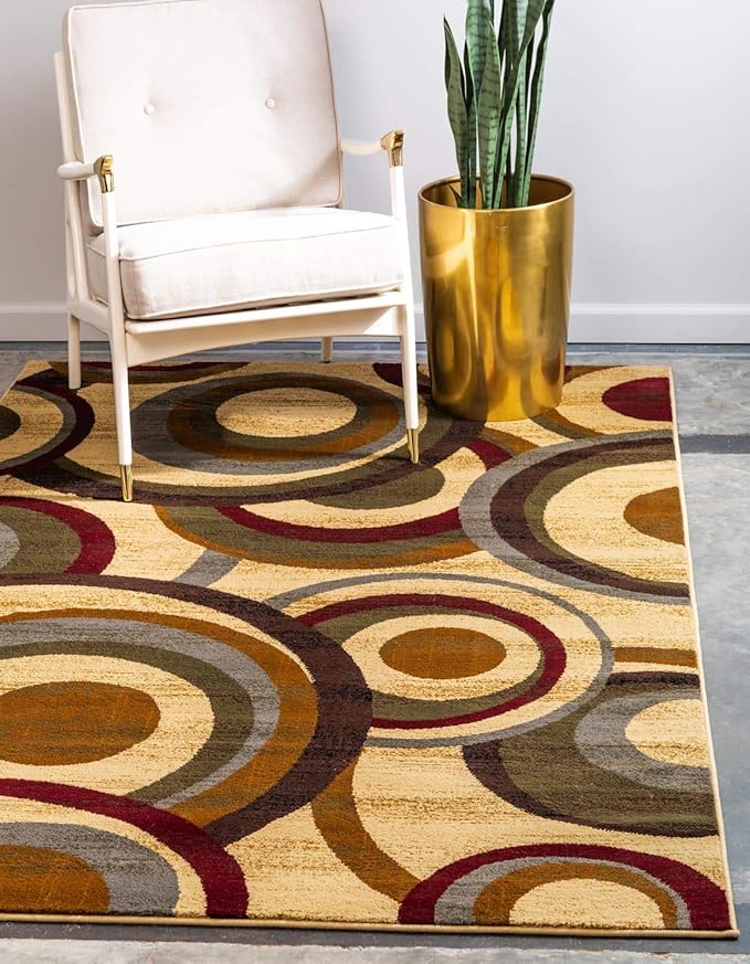 Unique Loom Barista Collection Area Rug - Kona (7' 10" x 10' Rectangle, Beige/ Black)