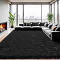Zentavio 8x10 Black Area Rugs for Living Room Clearance Bedroom Large Men Room Carpet Fluffy Furry Shag Aesthetic Plush High Pile Floor Rug for Nursery Kids Room Dorm Home Decor