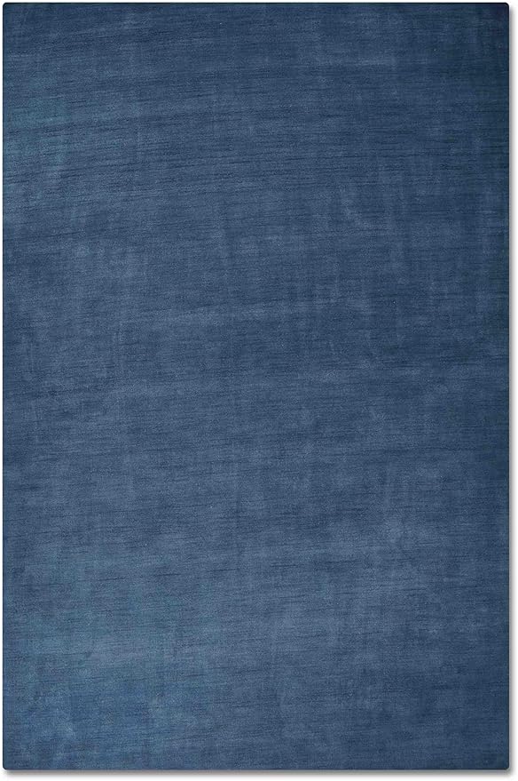 Rugsotic Carpets Hand Knotted Gabbeh Wool 9'x12' Area Rug Solid Blue L00111