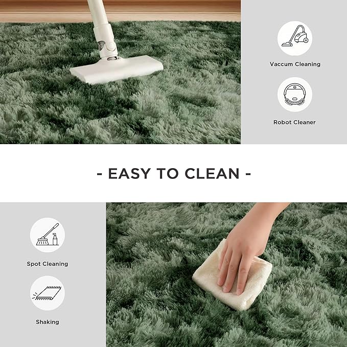 Andency Soft Area Rugs for Living Room Bedroom, 3x5 Non-Slip Fluffy Shag Carpet, Indoor Floor Fuzzy Shaggy Living Room Plush Rug for Kids Dorm Nursery Home Decor Aesthetic, Tie-Dyed Army Green